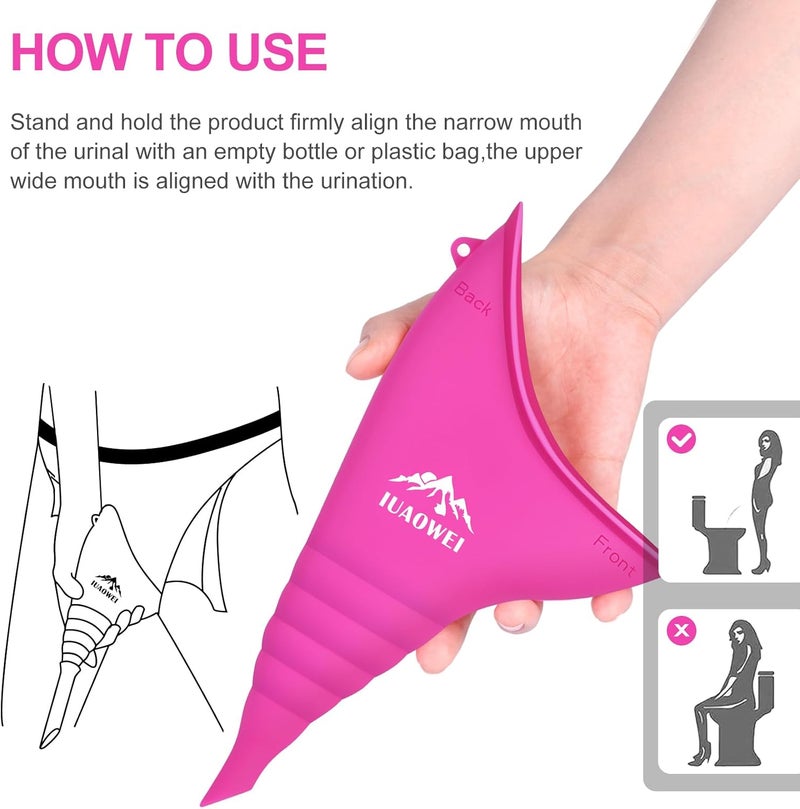 IUAOWEI Female Urination Device, Reusable Silicone Female Urinal, Pee Funnel for Women, for Travel, Camping, Boating, Outdoor, Hiking - Image 5